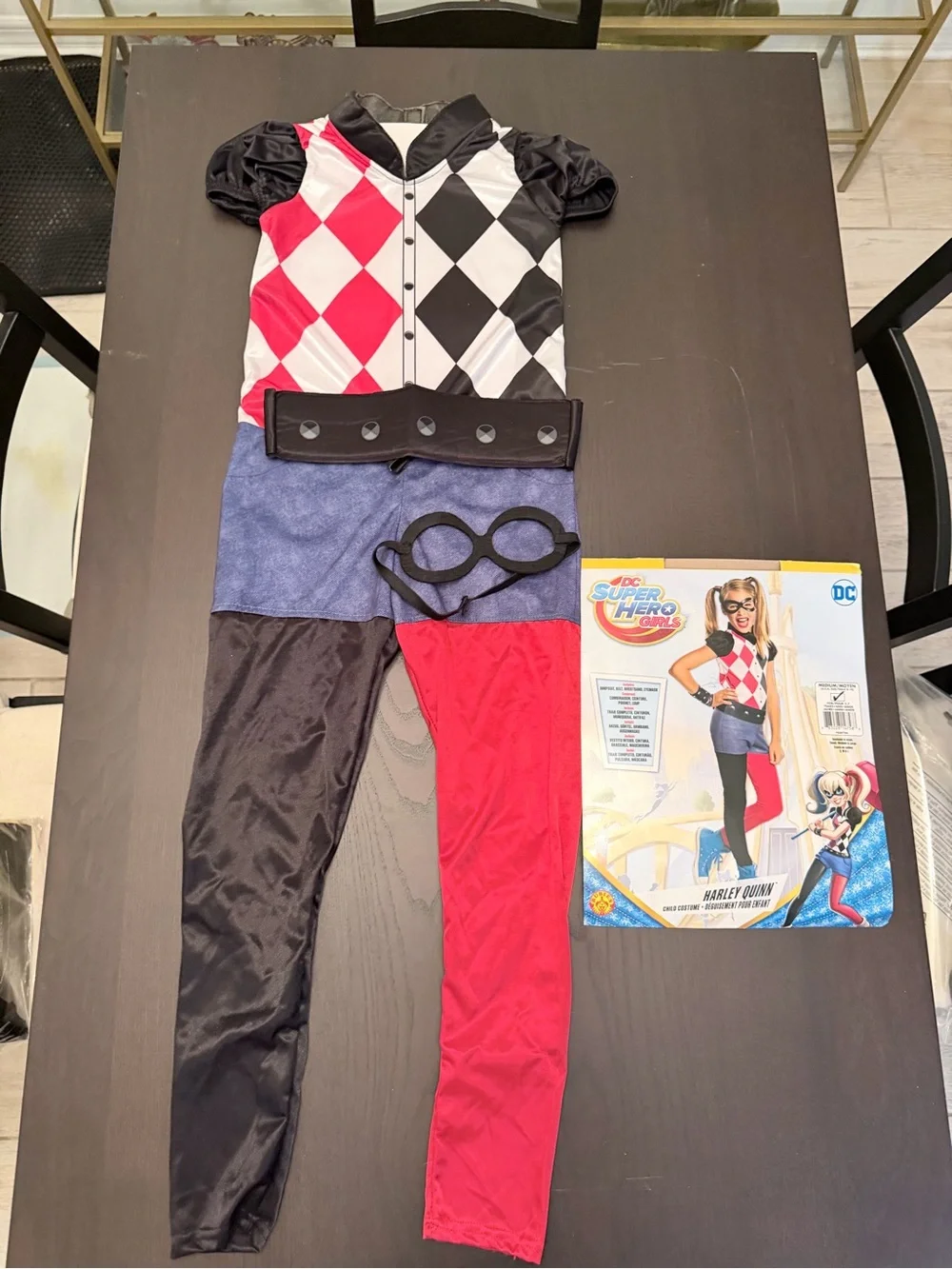 DC Harley Quinn Kids Costume - Red, Black, White size 8-10